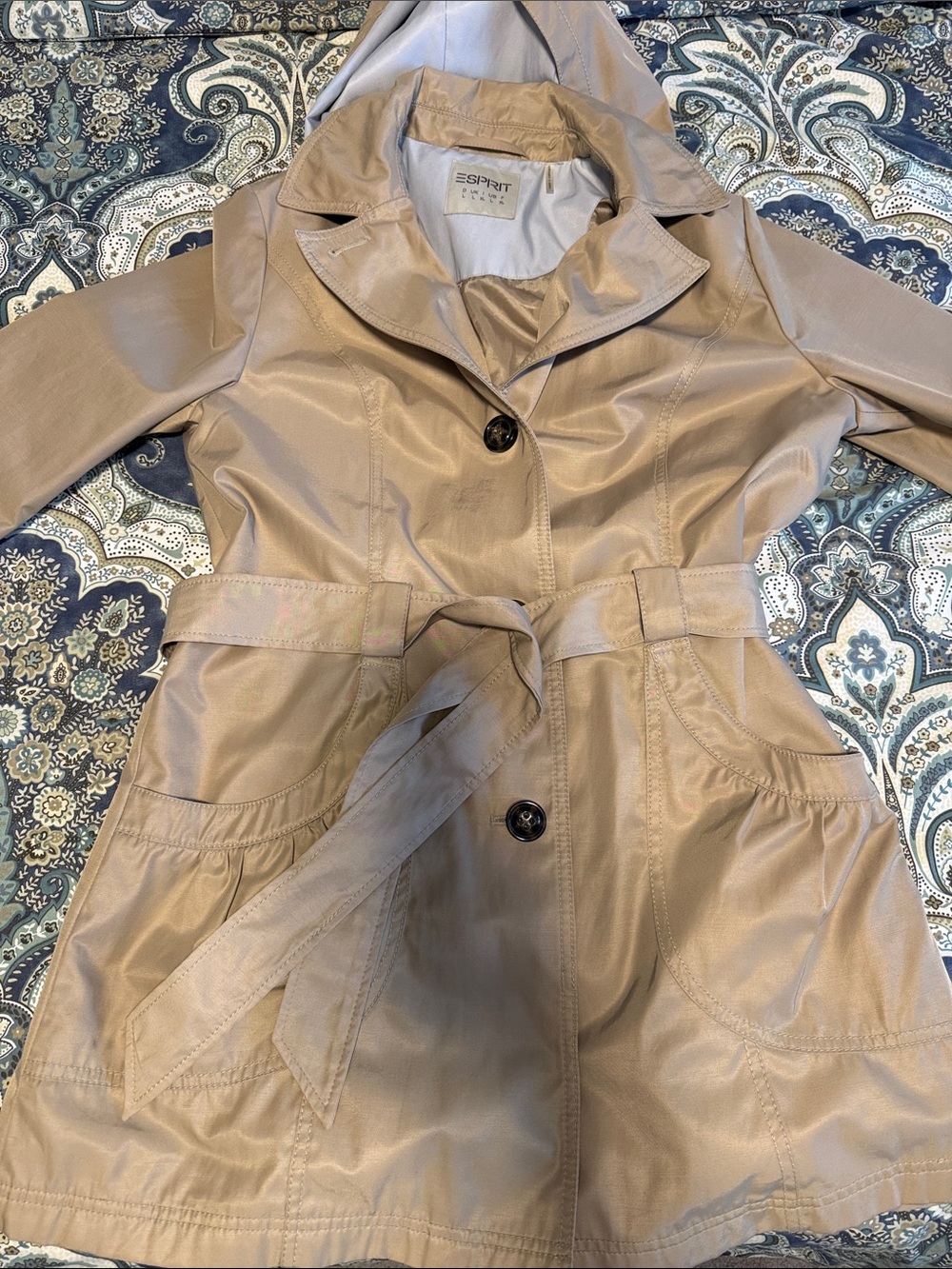 Esprit Women's Beige Trench Coat with Waist Tie